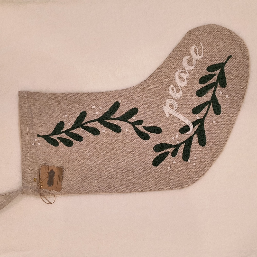 NWT Mud Pie Christmas Stocking - Peace - Cottagecore - Primitive - Boho